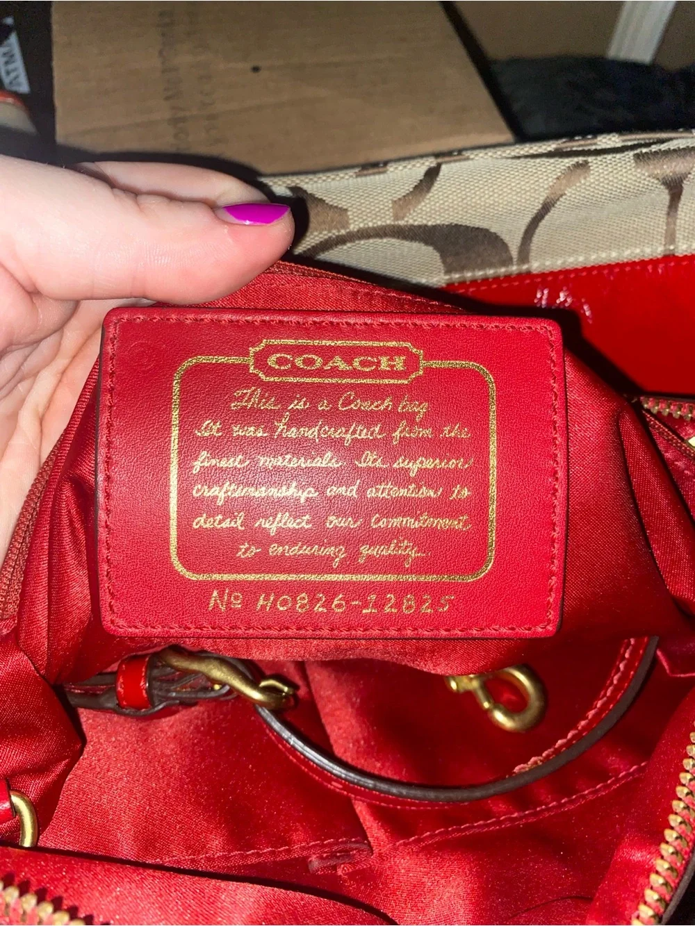 Coach Red Leather Interior Signature Tote